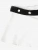 Plus Size Contrast Colorblock Grommet Cold Shoulder Asymmetrical T Shirt -  
