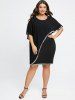 Plus Size Sequins Short Sleeves Overlay Bodycon Dress -  