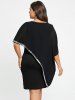 Plus Size Sequins Short Sleeves Overlay Bodycon Dress -  