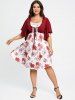 Robe Fleur Imprimée de Grande Taille Manches Papillon à Lacets - Rose clair 3X | US 22-24