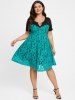 Plus Size Chain Panel Twisted Double Layered Lace Dress -  