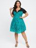Robe Superposée en Dentelle Insérée Grande Taille avec Chaîne - Vert 2X | US 18-20