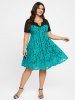 Robe Superposée en Dentelle Insérée Grande Taille avec Chaîne - Vert 2X | US 18-20