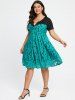 Robe Superposée en Dentelle Insérée Grande Taille avec Chaîne - Vert 2X | US 18-20