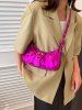Sac à Bandoulière Plissé en Couleur Métallisée Orné de Rivets pour Femmes - Twilight Gold 