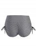 Allover Stripe Print Cinched Swim Boyshorts -  