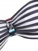 Striped Print Padded Wire Free Halter Bikini Bra Top -  