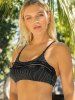 Metallic Thread Crisscross Frilled Crisscross Padded Bikini Top -  