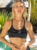 Metallic Thread Crisscross Frilled Crisscross Padded Bikini Top -  