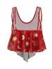 Sun Stars Moon Print Pointed Hem Padded Tankini Top -  