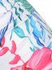 Flower Print High Waisted Ruched Swim Briefs -  