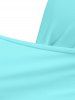 Crossover Tied Back Padded Halter Tankini Top -  