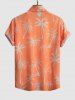 Chemise de Vacances de Plage à Imprimé Palmier Tropical à Manches Courtes - Orange Foncé L