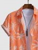 Chemise de Vacances de Plage à Imprimé Palmier Tropical à Manches Courtes - Orange Foncé L
