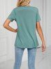 Solid Color Ruched Draped Tulip Hem Short Sleeve T-shirt -  