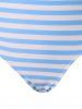 Contrasting Stripe Print High Waist Swimming Briefs -  
