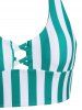 Contrast Vertical Stripe Print Crisscross Padded Swim Top -  