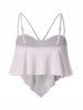 Feather Dreamcatcher Print Padded Spaghetti Strap Flounce Swim Top -  