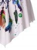 Feather Dreamcatcher Print Padded Spaghetti Strap Flounce Swim Top -  