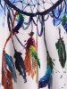 Feather Dreamcatcher Print Padded Spaghetti Strap Flounce Swim Top -  