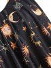 Sun Moon Star Print Pointed Hem Padded Swimwear Top -  