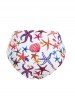 Starfish Print High Waisted Ruched Swimsuit Briefs -  