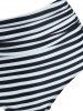 Striped Print Ruched High Waisted Swimsuit Briefs -  