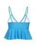 Plain Color Bowknot Tied Flounce Spaghetti Strap Padded Tankini Swimsuit Top -  