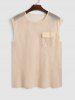 Sexy Sheer Openwork Mesh Two Piece Set Flap Pocket Tank Top With Lined Drawstring Shorts -  