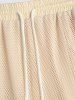 Sexy Sheer Openwork Mesh Two Piece Set Flap Pocket Tank Top With Lined Drawstring Shorts -  