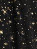 Plus Size Stars Printed Heart Buckle Buttons Sheer Blouse -  