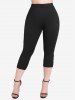 Pantalon Capri Croisé Panneau en Maille de Grande Taille - Noir M | US 10