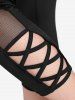 Pantalon Capri Croisé Panneau en Maille de Grande Taille - Noir M | US 10