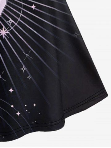 Gothic Moon Sun Hands Colorblock Print Crisscross Cami Dress
