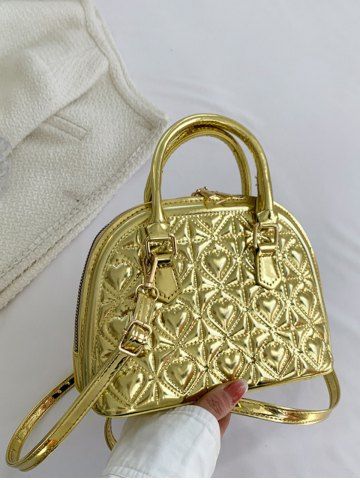 Sparkly Heart Embossed Crossbody Bag