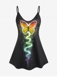 Plus Size & Curve Butterfly Galaxy Print Flowy Top -  