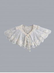 Crochet Lace Embroidered Mesh Bow Tie False Collar -  