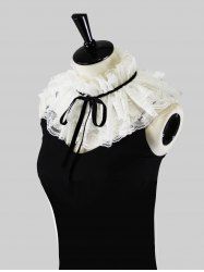 Women Gothic Ruffled False Collar Shawl Ribbon Bowknot Capelet -  