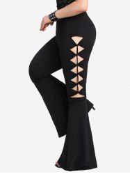 Gothic Ripped Cutout Pull On Flare Pants -  