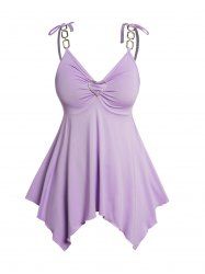Débardeur Asymétrique Cœur à Epaule Nouée de Grande Taille - Violet clair L
