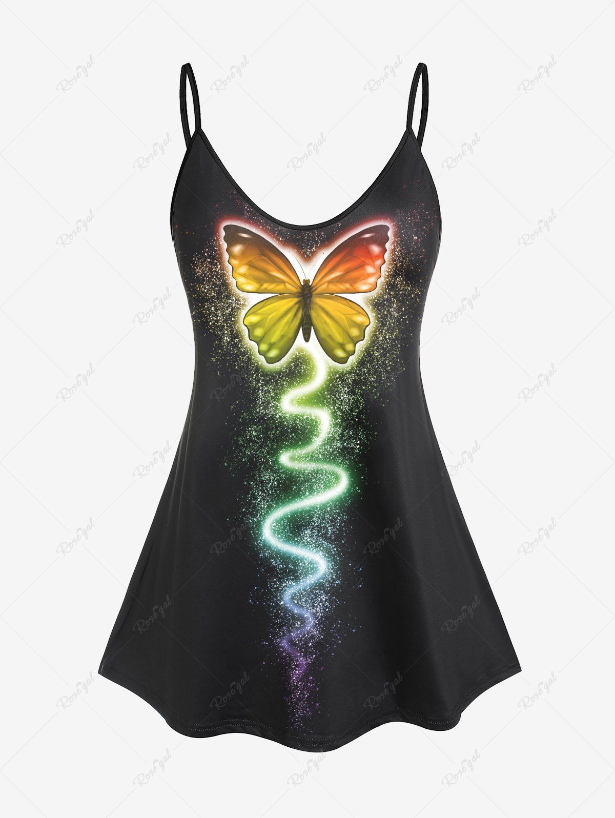 Sale Plus Size & Curve Butterfly Galaxy Print Flowy Top  