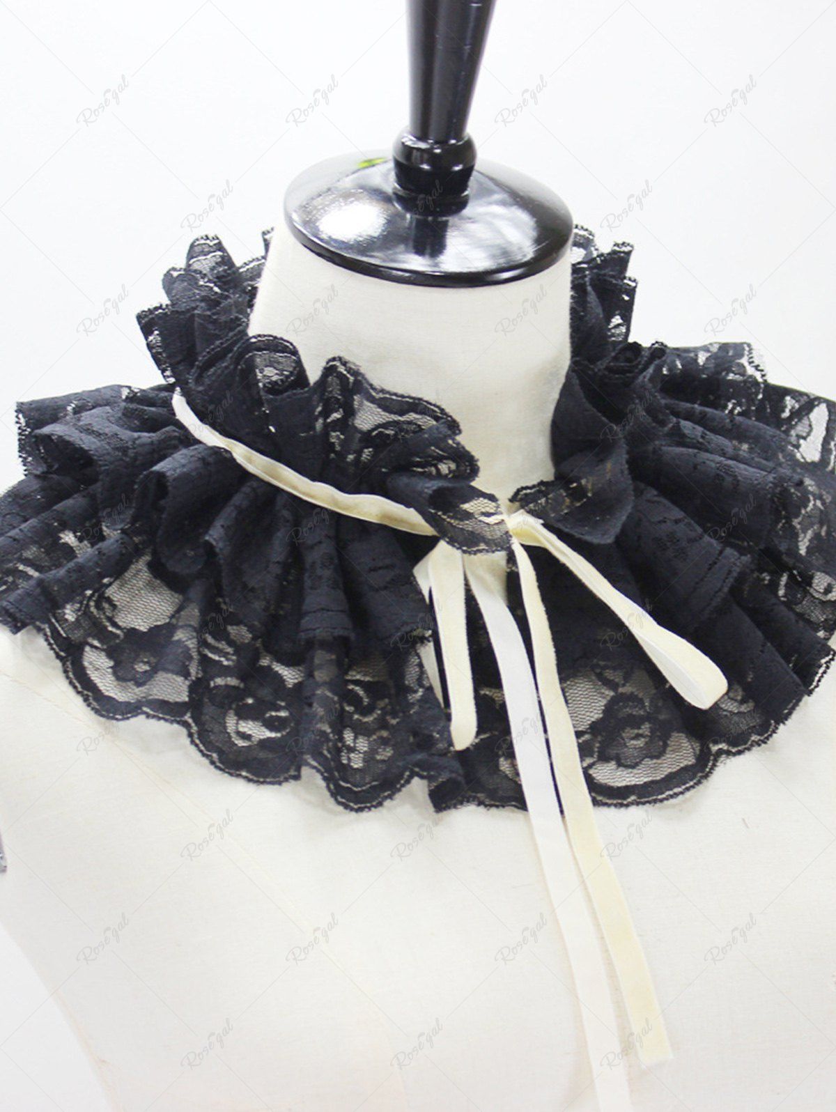 Cheap Women Gothic Ruffled False Collar Shawl Ribbon Bowknot Capelet  