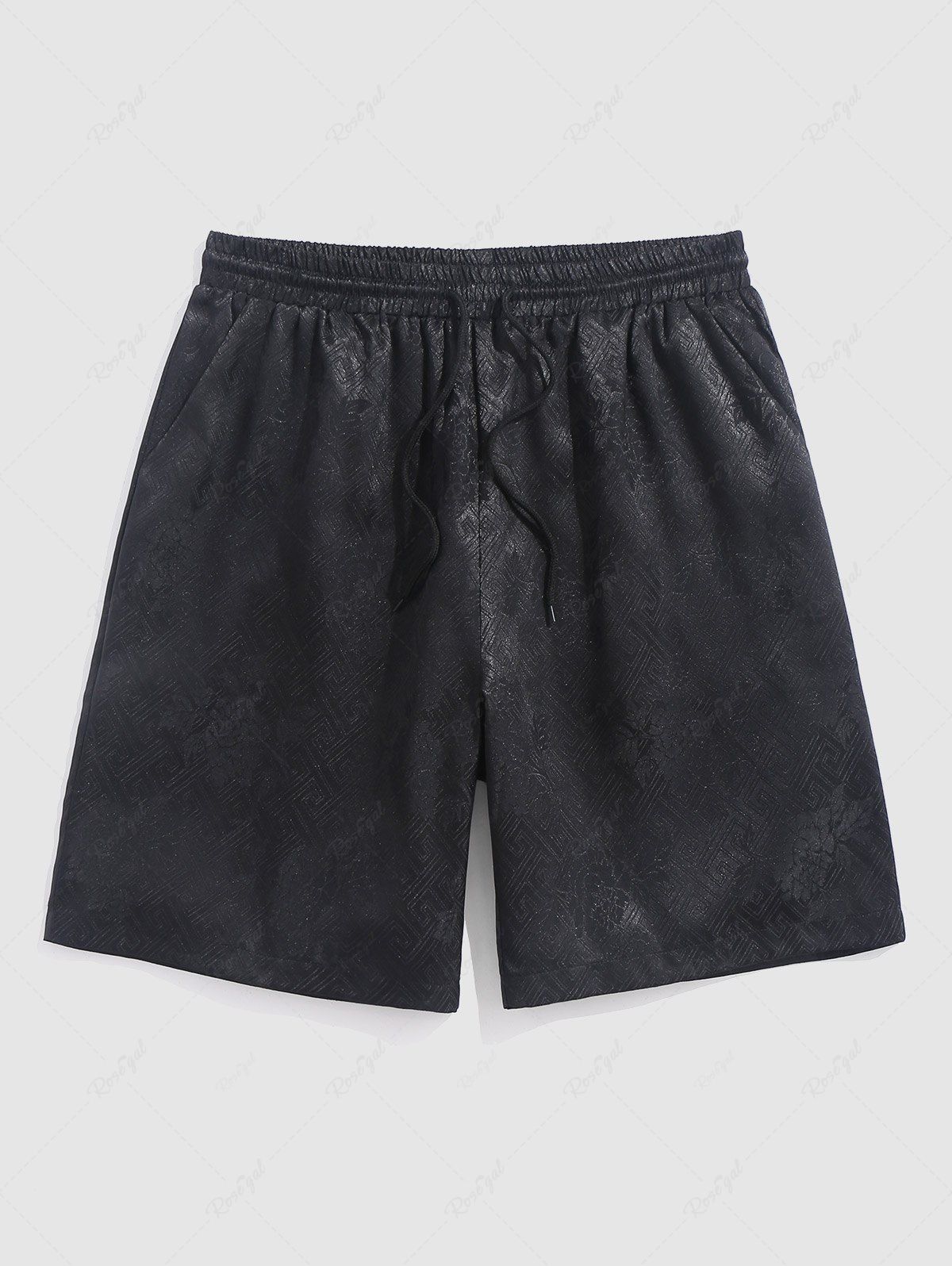 Sale Geometric Rose Print Drawstring Shorts  