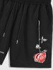 Men's Rose Slogan Printed Casual Drawstring Shorts -  