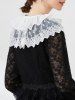 Lace Embroidered Ruffled Tie False Collar -  