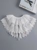 Lace Embroidered Ruffled Tie False Collar -  