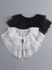 Lace Embroidered Ruffled Tie False Collar -  