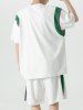 Colorblock Textured Short Sleeves T-shirt and Shorts Athletic Set -  