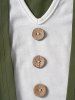 Contrast Colorblock Keyhole Ruched Mock Button Tank Top With Butterfly Chain -  