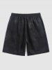 Geometric Rose Print Drawstring Shorts -  